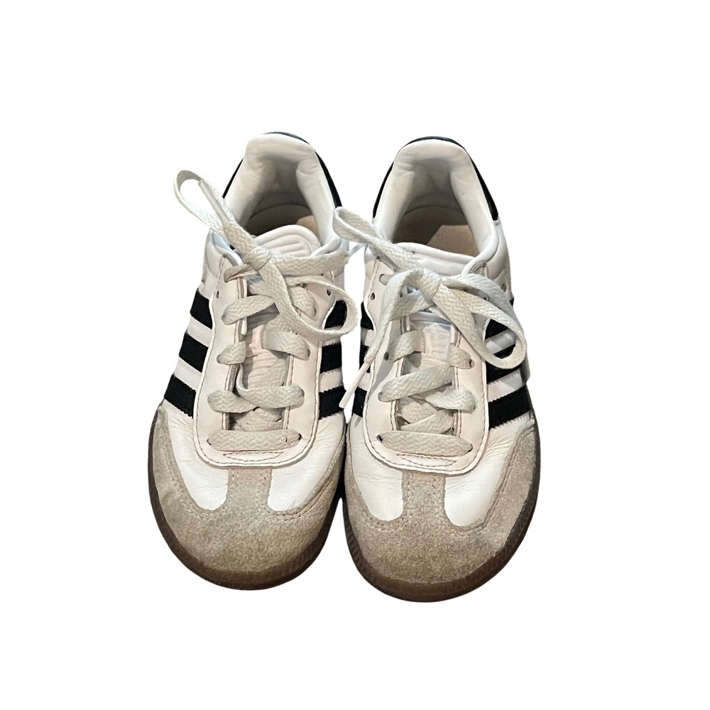Adidas Samba Classic Kids Sneakers White Black Gum Sole Indoor Soccer Shoes I05